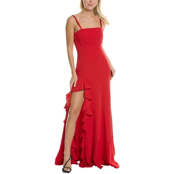 cinq a sept Dresses & Skirts - Cinq À Sept Women's Red Dilan Ruffle A Line Gown Ruby Red